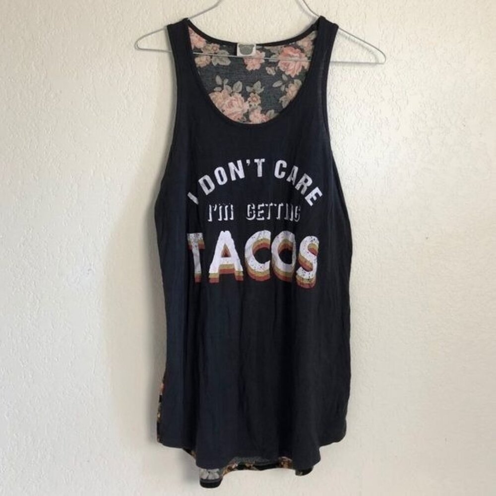 Color Bear Don't Care I'm getting tacos Graphic Tank Top M